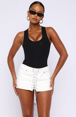 Might Be Love Denim Skort White