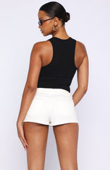 Might Be Love Denim Skort White