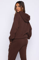 Moving Out Waffle Oversized Hoodie Chocolate