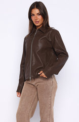 Never Possible Pu Jacket Chocolate