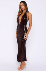 Never Tear Us Apart Sequin Midi Dress Burgundy