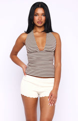 Next Vacation Halter Top Chocolate/Cream Stripe