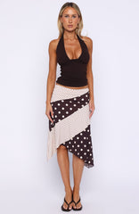 Offline Forever Midi Skirt Choc/Cream Polka Dot