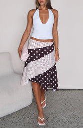 Offline Forever Midi Skirt Choc/Cream Polka Dot