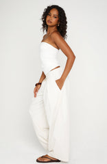 Out There Somewhere Pants White/Beige Pinstripe