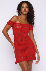 Pacha Pearl Knit Mini Dress Red