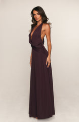 Perfect Illusion Halter Maxi Dress Dark Cherry