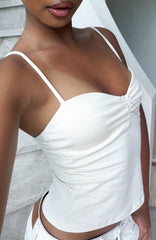 Riding the Wave Bow Trim Top Off White