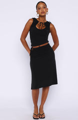 Save My Heart Midi Skirt Black