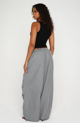 Say When Barrel Leg Pants Charcoal Stripe