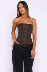Secret Admirer Beaded Bustier Chocolate