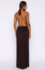 She's Got That Look Halter Neck Maxi Dress Dark Chocolate