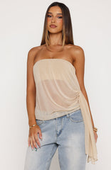 Sheer Intent Strapless Top Nude