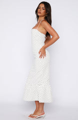 Shockwaves Midi Dress White/Black Polka Dot