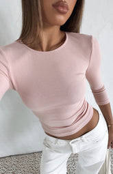 Soft Focus 3/4 Sleeve Top Baby Pink