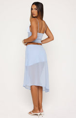 Soft Horizon Midi Skirt Dusty Blue