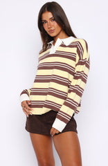 Soft Rewind Knit Sweater Honeycomb Choc Stripe