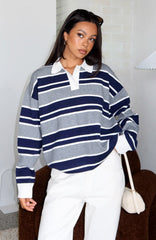 Soft Rewind Knit Sweater Navy Drift Stripe