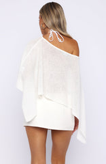 Sunset Silhouette Knit Poncho Top White