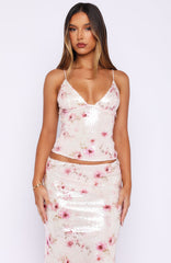 Sweet Camellia Sequin Top Whispering Roses