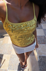 Sweet Like That Sequin Knit Top Yellow