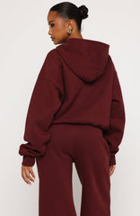Test Drive Boxy Zip Front Hoodie Dark Cherry