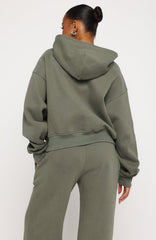 Test Drive Boxy Zip Front Hoodie Khaki