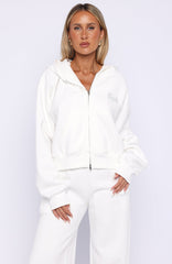 The Bride Boxy Zip Front Hoodie White