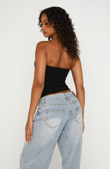 Tiny Drama Strapless Top Black