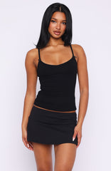 Too Cute To Care Bow Trim Cami Top Black