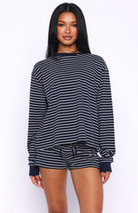 Touchdown Relaxed Shorts Navy Stripe