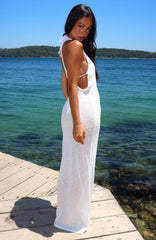 Tropic Waters Knit Maxi Dress White
