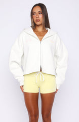 Verano Sixteen Viola Oversized Slouch Zip Front Hoodie White