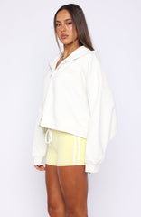 Verano Sixteen Viola Oversized Slouch Zip Front Hoodie White