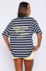 Verano Sixteen Viola Oversized Tee Navy Stripe