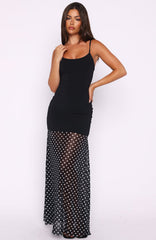 VIP Access Maxi Dress Black/White Polka Dot