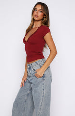 Whole Lot Of Lucky Lace Trim Top Wine