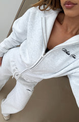 Wishing For It Cropped Cinched Zip Front Hoodie Grey Marle