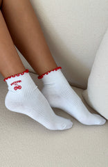 With Love In The Moment Socks White/Red