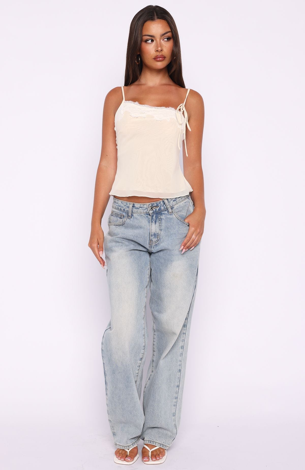 Blissfully Bold Lace Cami Top Cream