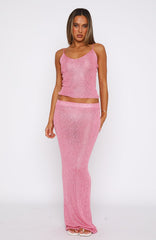 Star Shining Sequin Knit Maxi Skirt Bubblegum