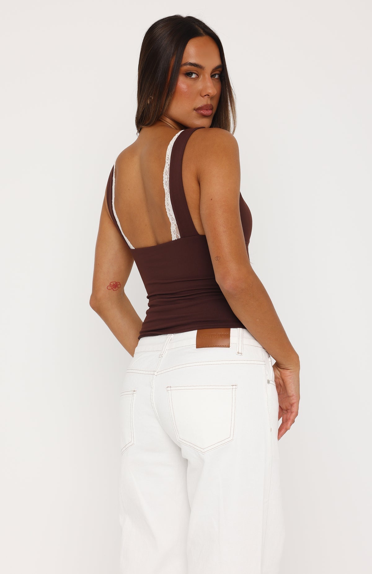 Key To My Heart Lace Trim Top Chocolate/Cream