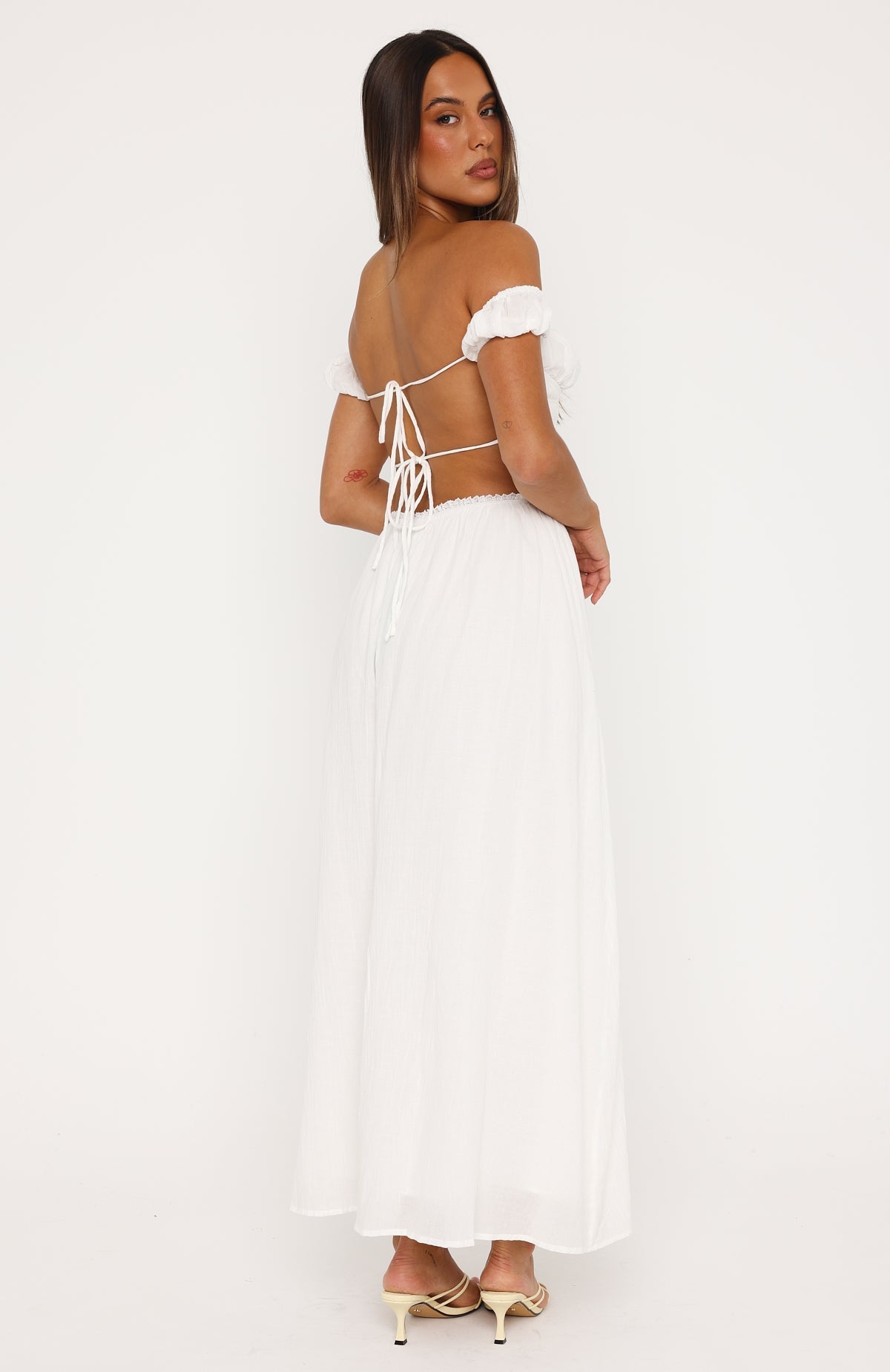 High Views Off Shoulder Maxi Dress White