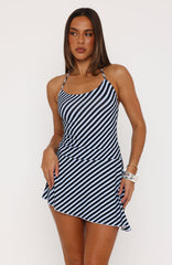 Sure Thing Mini Dress Blue/Black Stripe