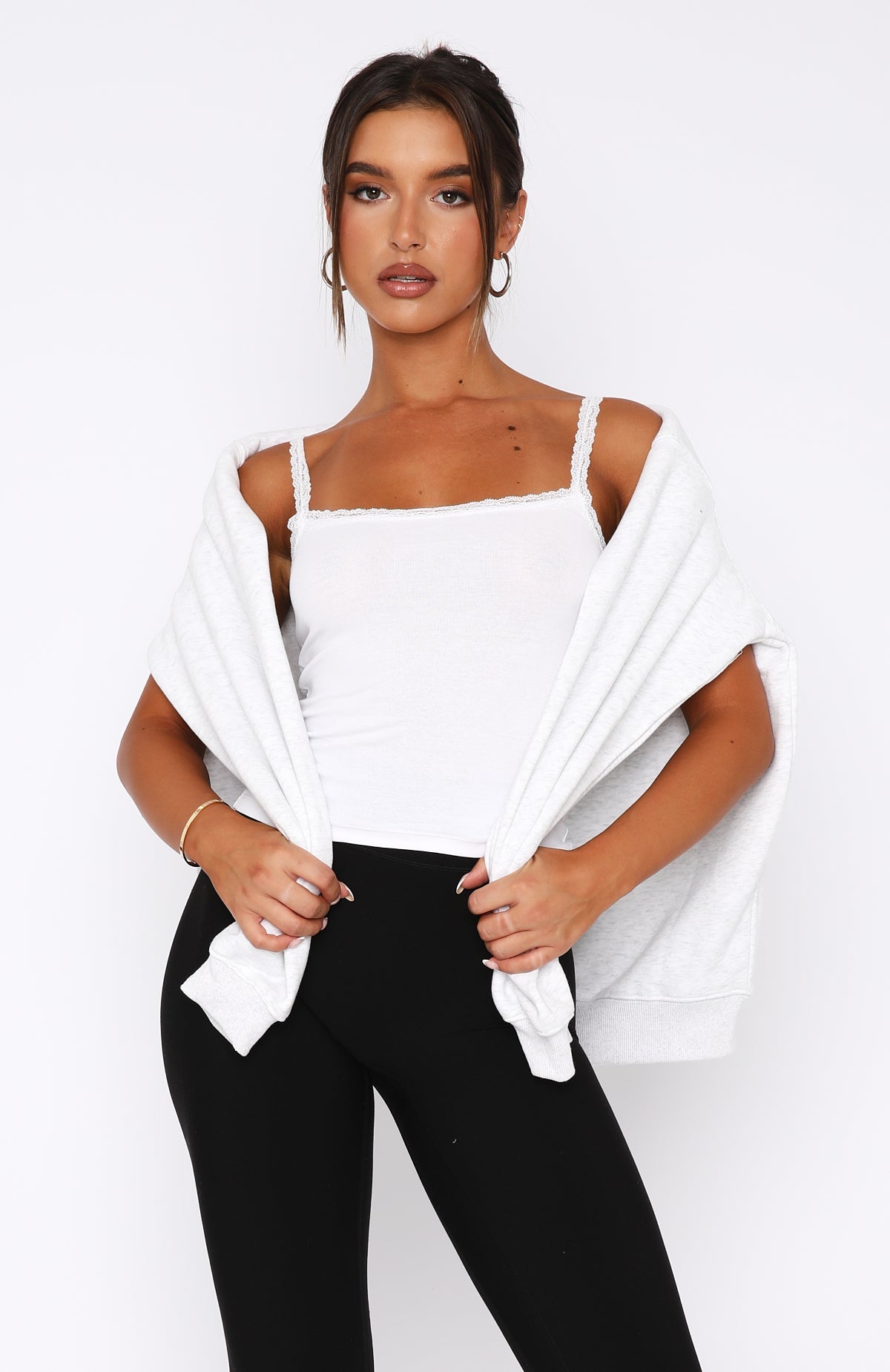 After Midnight Lace Trim Cami White