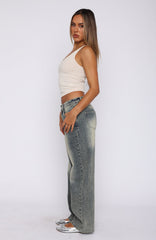 Bring The Style Low Rise Wide Leg Jeans Sand
