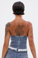 DARLING LACE TRIM DENIM CORSET