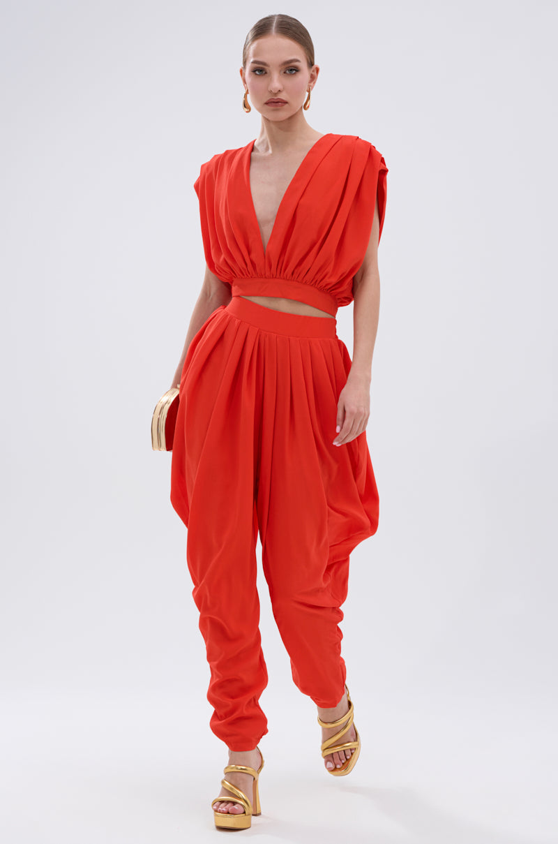 READY TO DANCE SLINKY BLOUSE IN ORANGE