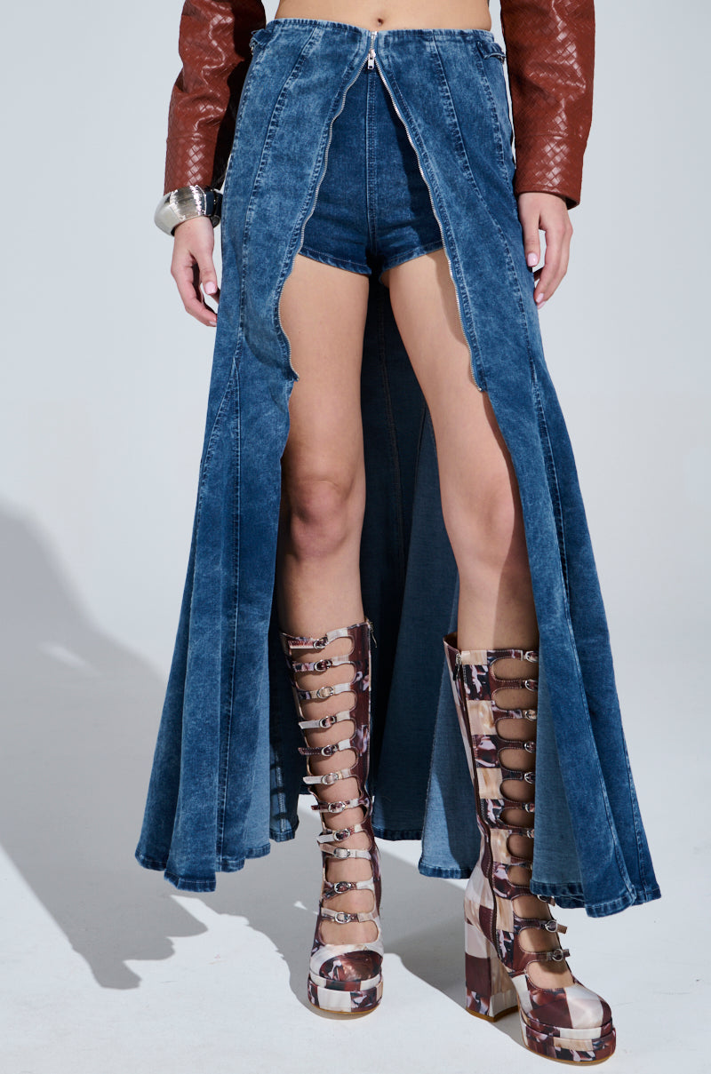 PAINTED LADY MAXI SKIRT WITH BUILT IN SHORT