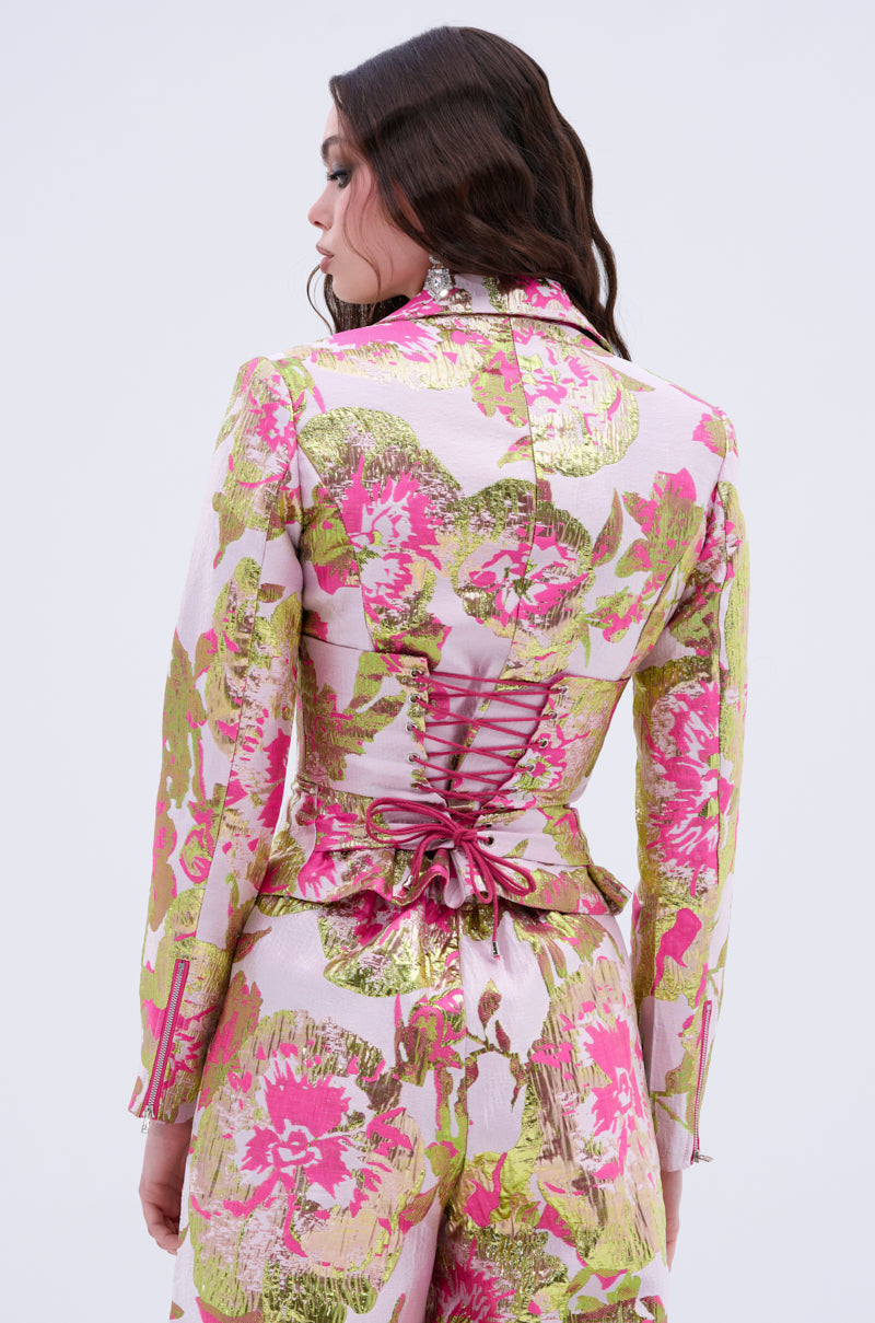 LOVELY FLORAL BROCADE BLOUSE